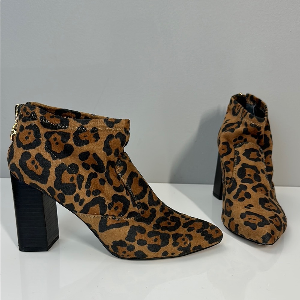 Franco Sarto Kortney Booties Camel Leopard Size 7.5